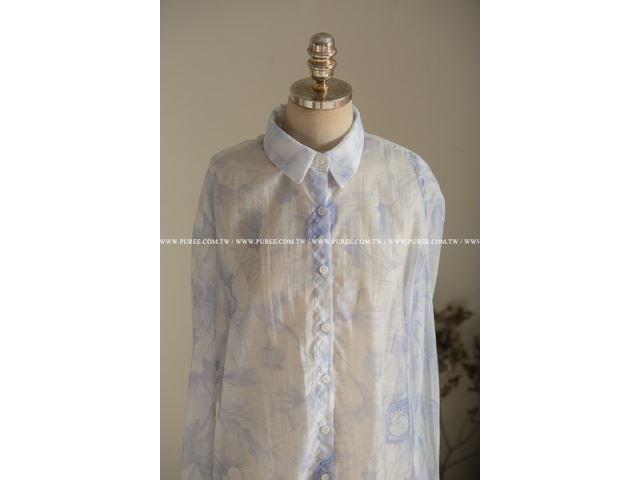 粉藍色系雪紡紗質襯衫-Puree(好心情國際事業有限公司 )