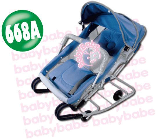 BabyBabe 雙管加寬彈搖椅(含蚊帳)–藍色-