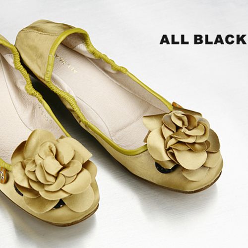 ALL BLACK - 玫瑰花結芭蕾舞鞋-