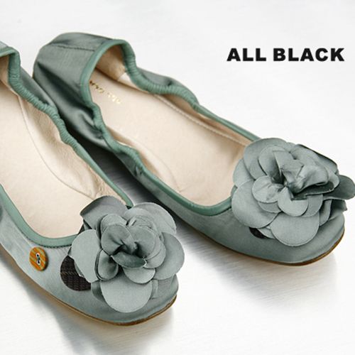 ALL BLACK -玫瑰花結芭蕾舞鞋-