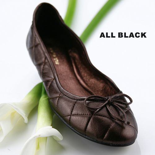 ALL BLACK 菱格紋芭蕾舞鞋-
