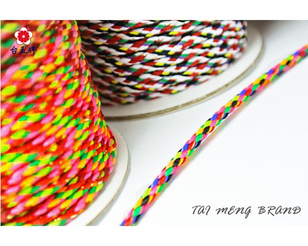 台孟牌 PP 材質 五色線 加金蔥 (編織、手環、串珠、中國結、項鍊、DIY、七色、彩色、繩子、宗教、材料、線、手工藝)-
