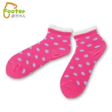 粉紅點點花邊襪
