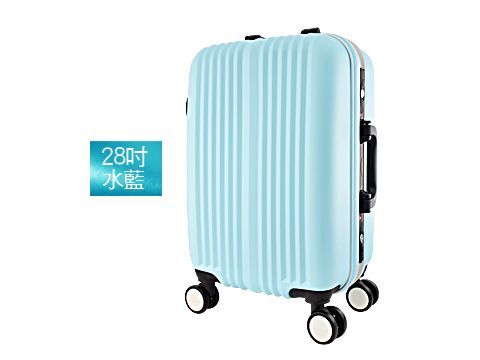 ABS直條紋鋁框行李箱(水藍色)-