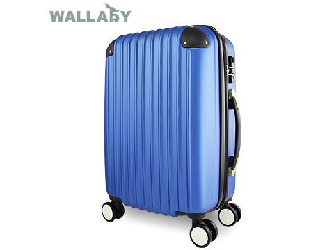 ABS撞色黑邊直條申縮層霧面行李箱(珠光藍)