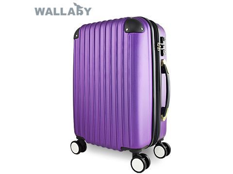 ABS撞色黑邊直條申縮層霧面行李箱(高光紫)-