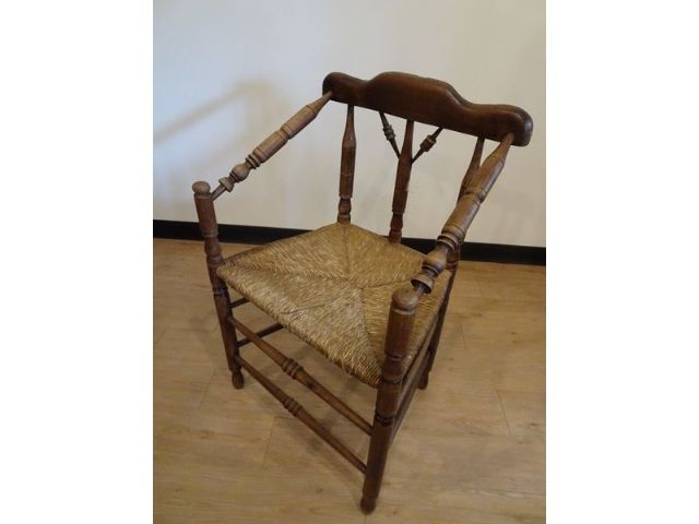 B19法國 麥稈雕刻古董椅-