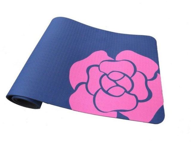 Pink Flower Navy Pilates Mat-