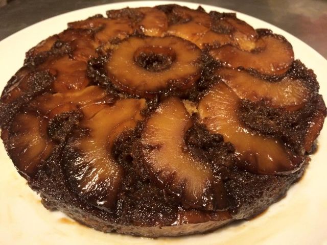 Pineapple Upsidedown Cake soaked in Meyer‘s dark Jamaican rum-