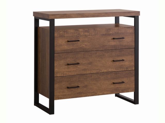 Rustic Amber Three-Drawer Accent Cabinet-