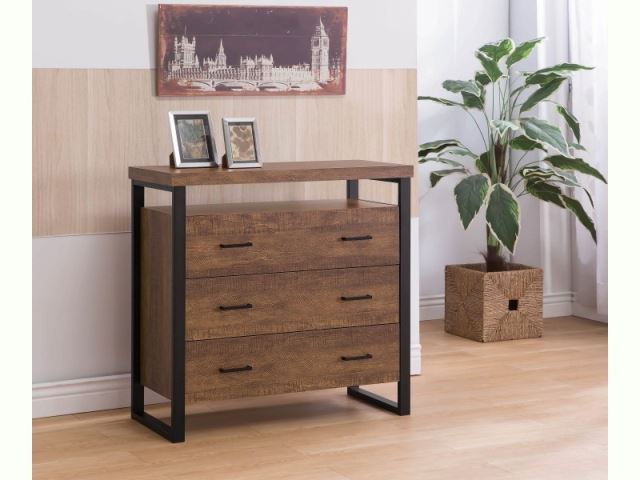 Rustic Amber Three-Drawer Accent Cabinet-