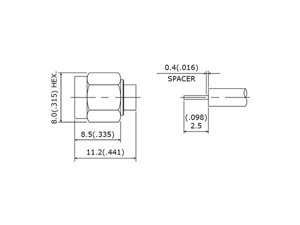 SMA 27G Straight Plug Solder For RG405/U(.085") Cable-