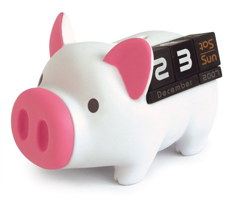 《luft》Piggy 造型存錢桌曆座(小白豬)-