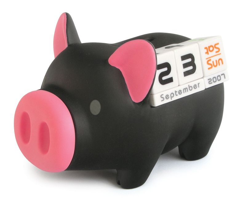 《luft》Piggy 造型存錢桌曆座(小黑豬)-