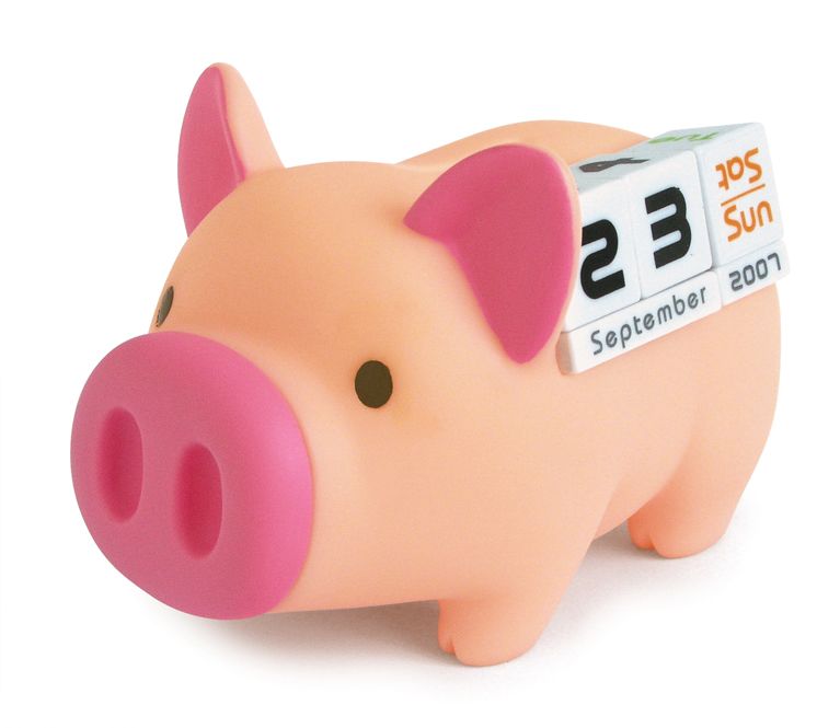 《luft》Piggy 造型存錢桌曆座(小粉橘豬)