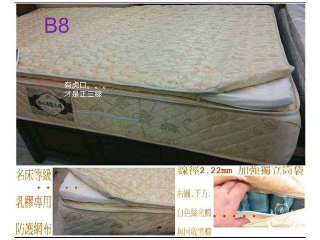 【B8】正三線 一吋乳膠 667加強獨立筒 床墊