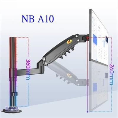 NB A10 適用17~30吋人體工學螢幕桌面顯示器支架,最大承重範圍:2~9公斤,支臂可做升降/拉伸/傾仰角度,螢幕可水平旋轉角度360°,橫豎屏自由切換運用