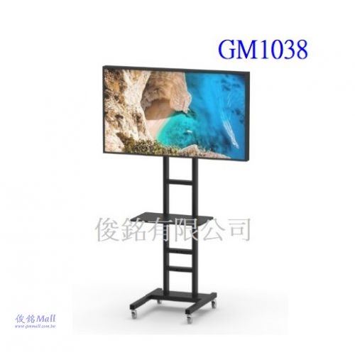 台灣製品,GM1038含承板 適用32~75吋移動式液晶電視架/數位廣告看板架/廣告機掛架,架子總高度173cm,一體成型中柱,非切割套管,2.5英吋鐵輪子-