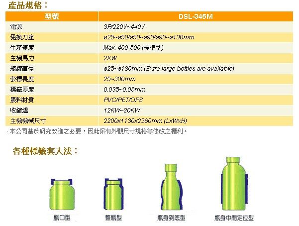 立式自動套標籤機 DSL–345M-