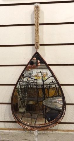 Bunny House~復古水滴鏡-小83-A56807B(簡約創意造型挂鏡.半身穿衣鏡.麻繩立鏡子.商業空間文青鏡)-