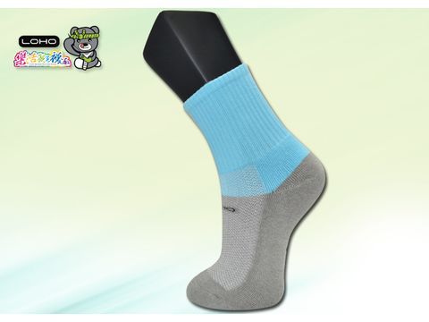竹炭運動氣墊襪(灰、淺藍)-
