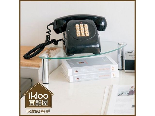 【ikloo】玻璃角落電話架/置物架	/展示架