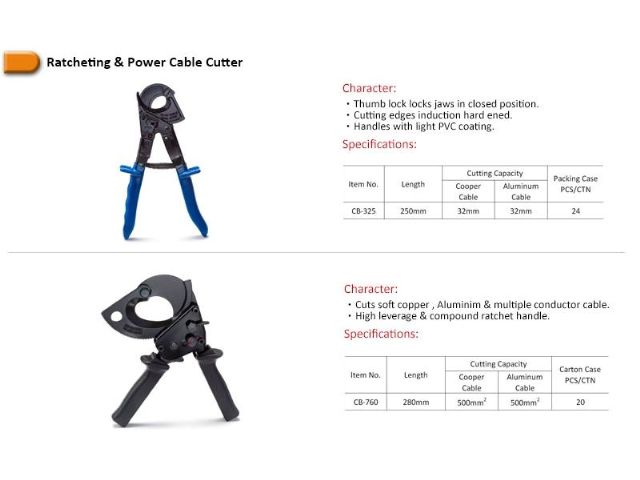 Ratcheting & Power Cable Cutter