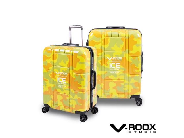 迷彩黃 時尚迷彩行李箱 硬殼鋁框旅行箱