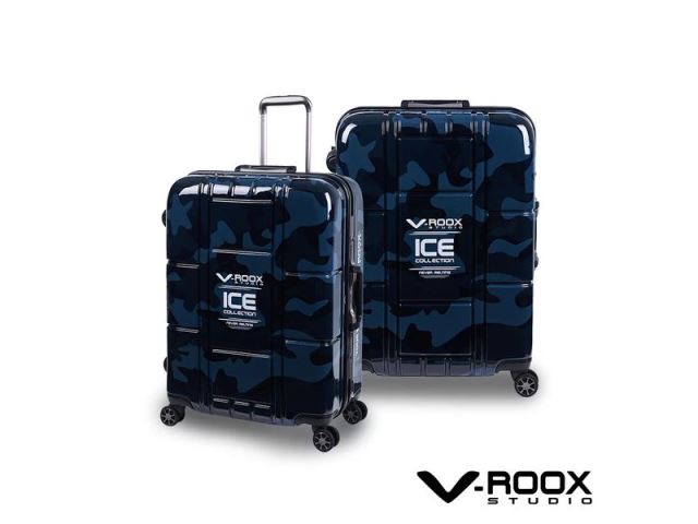 迷彩藍 時尚迷彩行李箱 硬殼鋁框旅行箱