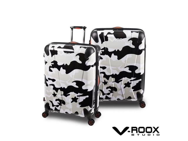 黑白迷彩 原創設計可擴充雙層防爆拉鏈行李箱