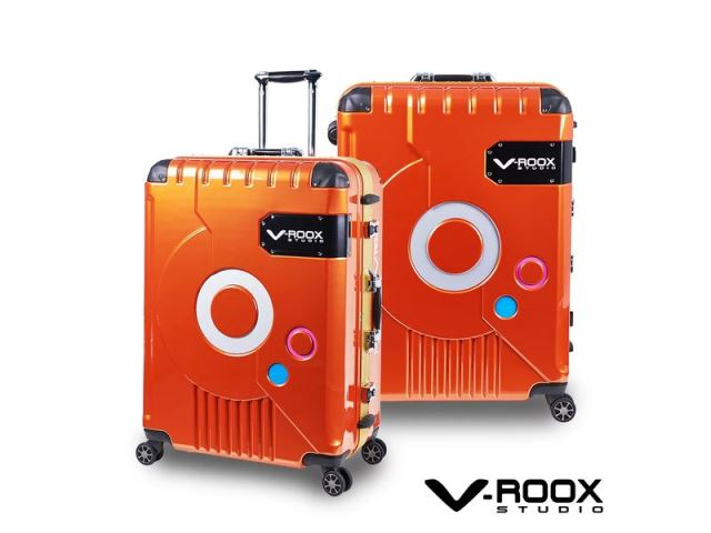 橘 潮版撞色太空艙行李箱 硬殼鋁框旅行箱-