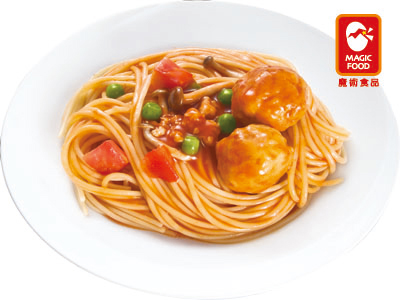 《魔術巧廚》茄汁雞球義大利醬拌麵380g(附微波盒)-魔術食品工業股份有限公司