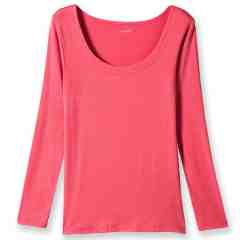 發熱長袖U領衫 粉紅