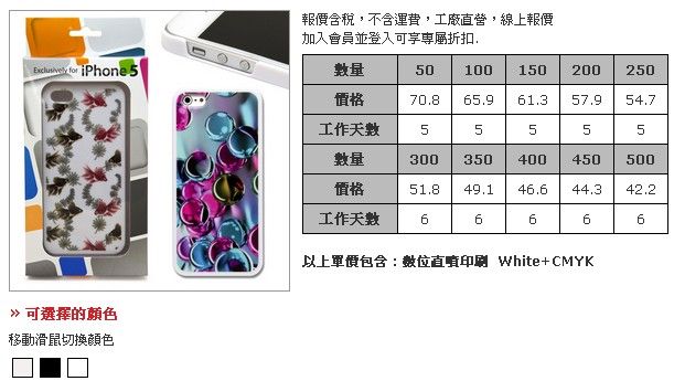 客製包裝iPhone 5 & 5S 專用全彩印刷手機保護硬殼-