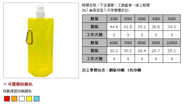 可折疊式登山勾水壺 480ml-