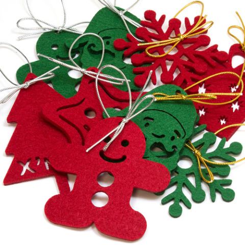 毛氈聖誕樹裝飾品(含蝴蝶結細繩)-
