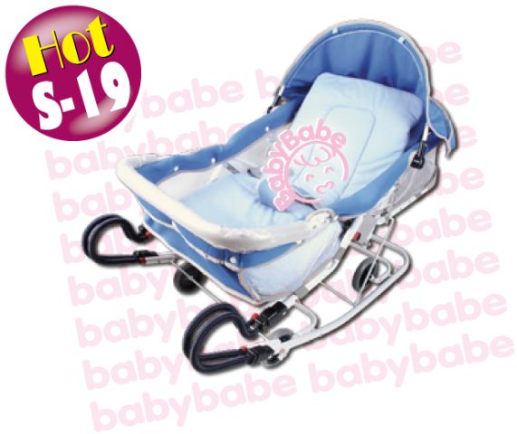 BabyBabe 雙管加寬分段彈搖椅–藍色-