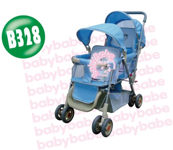 BabyBabe 雙人手推車–藍色
