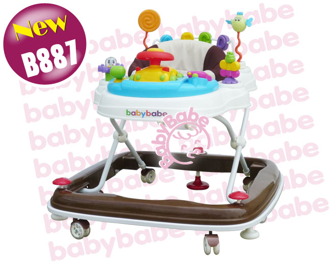 BabyBabe 360°旋轉靜音嬰幼兒學步車–卡其色-