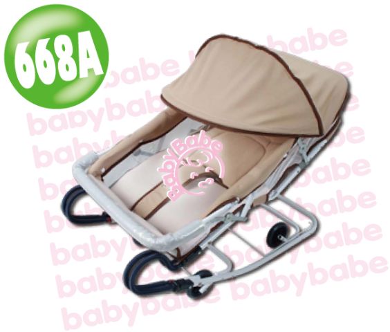 BabyBabe 雙管加寬彈搖椅(含蚊帳)–卡其色