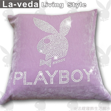 【PLAYBOY】時尚美鑽方型抱枕–粉紫色(50x50CM)-