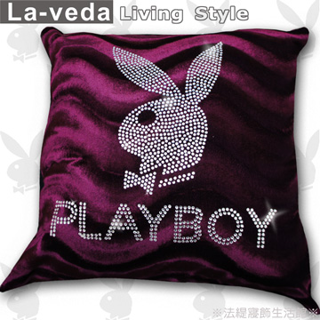 【PLAYBOY】時尚美鑽方型抱枕–紫色(50x50CM)-