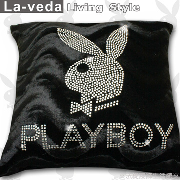 【PLAYBOY】時尚美鑽方型抱枕–黑色(50x50CM)