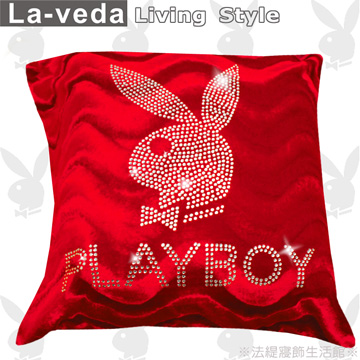 【PLAYBOY】時尚美鑽方型抱枕–紅色(50x50CM)-