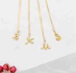 珍珠小鑽字母K金項鍊