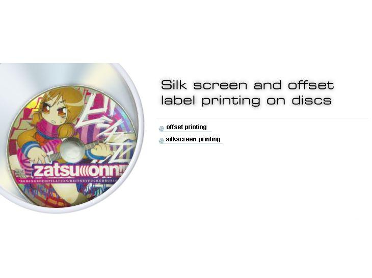 Silk screen and offset label printing on discs-