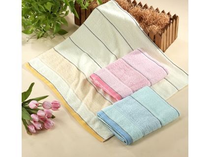 色紗緞紋浴巾-
