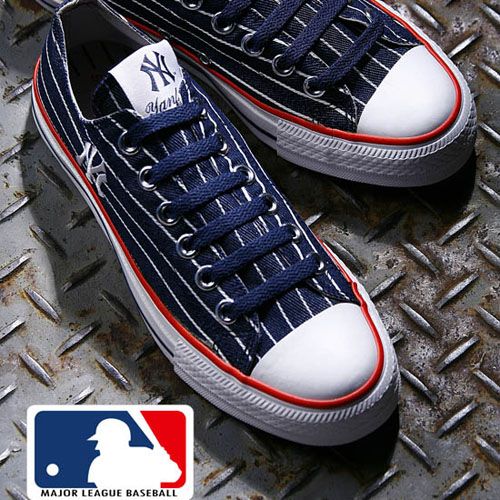 MLB大聯盟洋基~經典棒球線條帆布鞋男女尺寸-