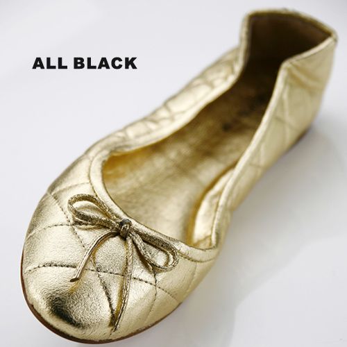 ALL BLACK 菱格紋芭蕾舞鞋-