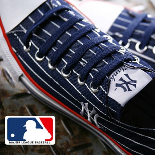 MLB大聯盟洋基~經典棒球線條帆布鞋男女尺寸-